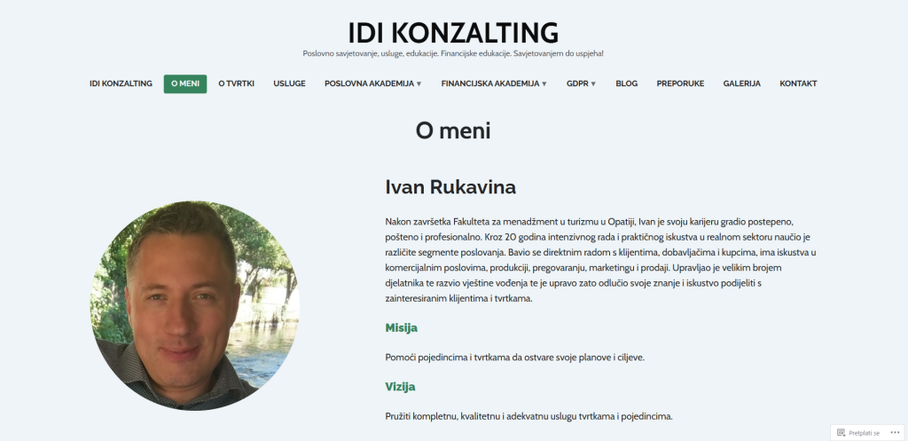 Website profile about Ivan Rukavina